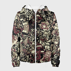 Куртка с капюшоном женская Граффити патерн, цвет: 3D-белый