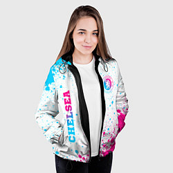 Куртка с капюшоном женская Chelsea neon gradient style вертикально, цвет: 3D-черный — фото 2