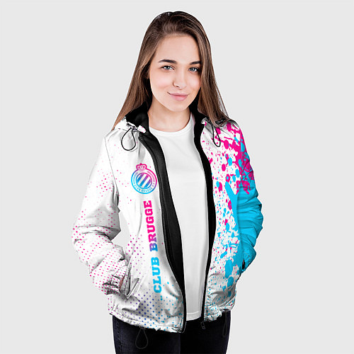 Женская куртка Club Brugge neon gradient style по-вертикали / 3D-Черный – фото 3