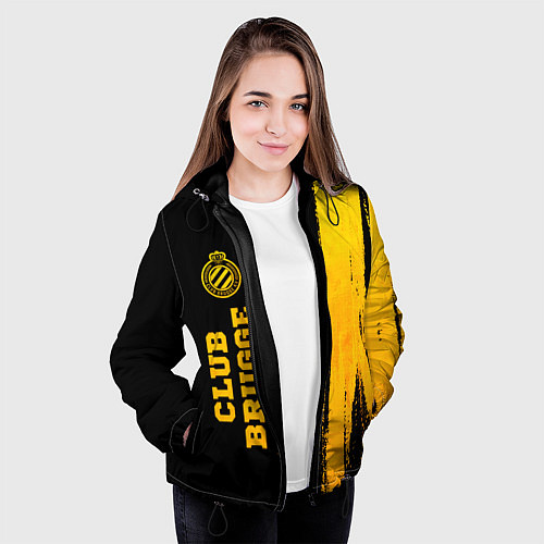 Женская куртка Club Brugge - gold gradient по-вертикали / 3D-Черный – фото 3