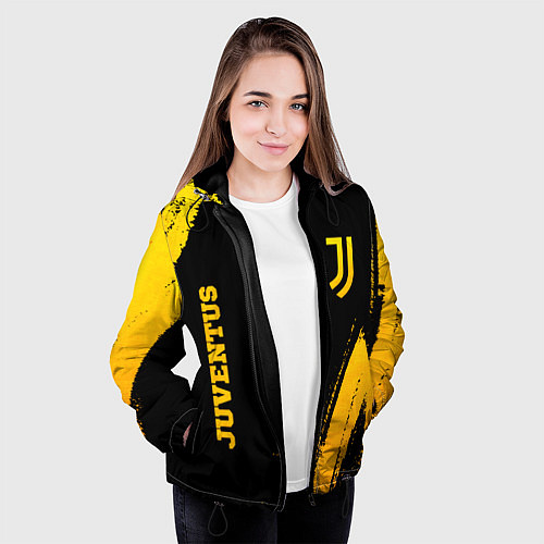 Женская куртка Juventus - gold gradient вертикально / 3D-Черный – фото 3