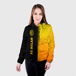 Куртка с капюшоном женская AC Milan - gold gradient по-вертикали, цвет: 3D-черный — фото 2