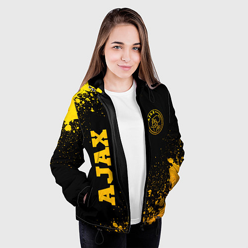 Женская куртка Ajax - gold gradient вертикально / 3D-Черный – фото 3