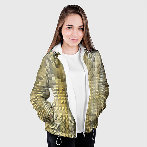 Женская куртка Объемные треугольники текстурированный рельеф / 3D-Белый – фото 3
