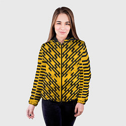 Куртка с капюшоном женская Чёрные полосы на жёлтом фоне, цвет: 3D-черный — фото 2