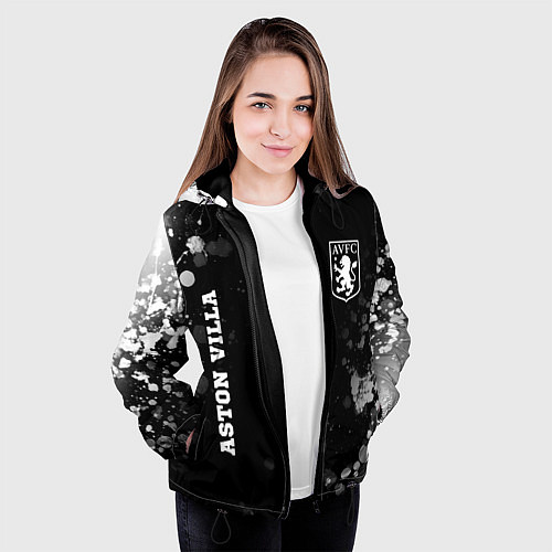 Женская куртка Aston Villa sport на темном фоне вертикально / 3D-Черный – фото 3
