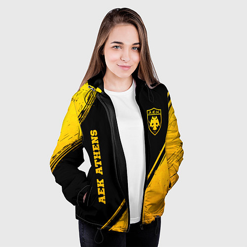 Женская куртка AEK Athens - gold gradient вертикально / 3D-Черный – фото 3