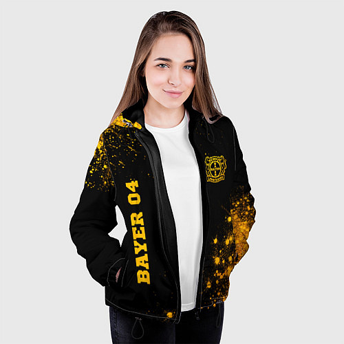 Женская куртка Bayer 04 - gold gradient вертикально / 3D-Черный – фото 3
