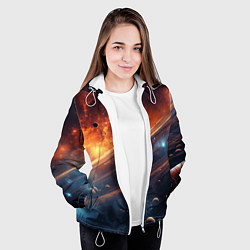 Куртка с капюшоном женская Млечный путь космос, цвет: 3D-белый — фото 2