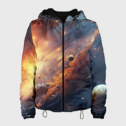 Куртка с капюшоном женская Вселенная и планеты, цвет: 3D-черный