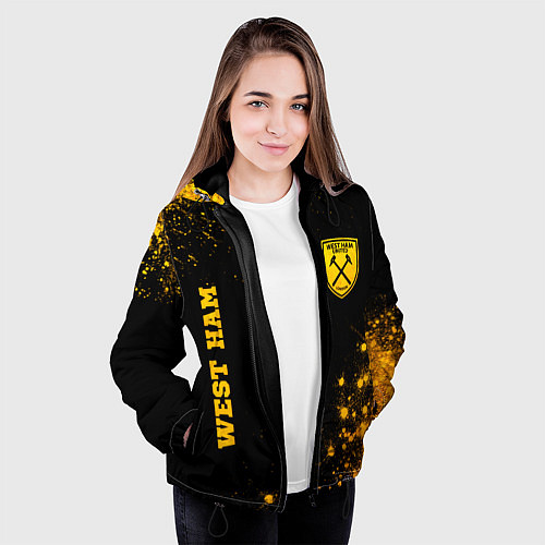 Женская куртка West Ham - gold gradient вертикально / 3D-Черный – фото 3