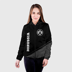Куртка с капюшоном женская Borussia sport на темном фоне вертикально, цвет: 3D-черный — фото 2