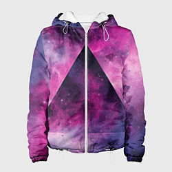 Куртка с капюшоном женская Пирамида в космосе абстракции, цвет: 3D-белый
