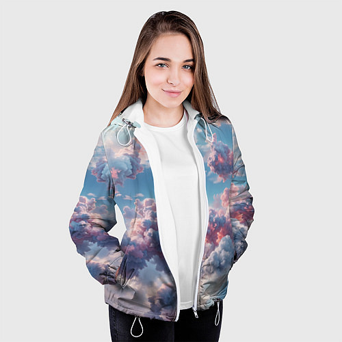 Женская куртка Сказочные облака патерн / 3D-Белый – фото 3