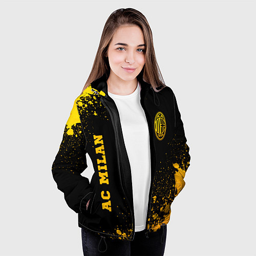 Женская куртка AC Milan - gold gradient вертикально / 3D-Черный – фото 3