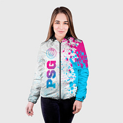 Куртка с капюшоном женская PSG neon gradient style по-вертикали, цвет: 3D-черный — фото 2
