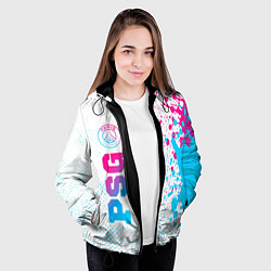 Куртка с капюшоном женская PSG neon gradient style по-вертикали, цвет: 3D-черный — фото 2