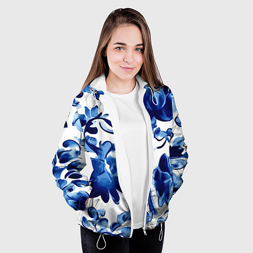 Женская куртка Гжель акварель / 3D-Белый – фото 3