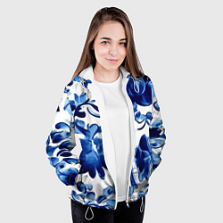 Куртка с капюшоном женская Гжель акварель, цвет: 3D-белый — фото 2