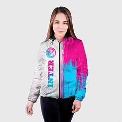 Куртка с капюшоном женская Inter neon gradient style по-вертикали, цвет: 3D-черный — фото 2