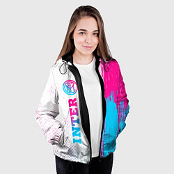 Куртка с капюшоном женская Inter neon gradient style по-вертикали, цвет: 3D-черный — фото 2
