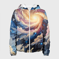 Куртка с капюшоном женская Космическая галактика - нейросеть фантазия, цвет: 3D-белый