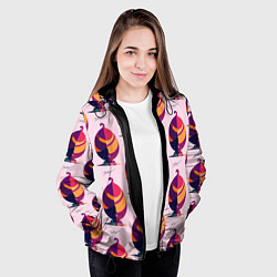 Куртка с капюшоном женская Абстракция листок, цвет: 3D-черный — фото 2