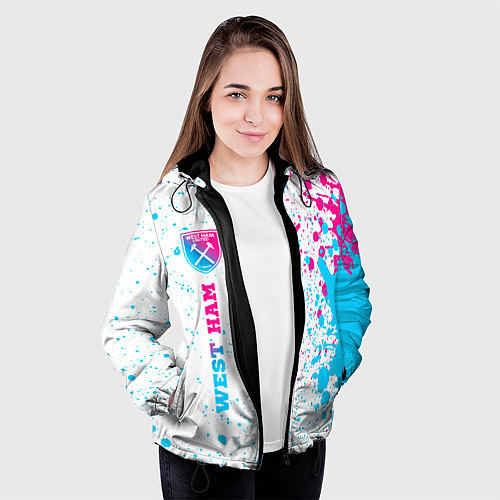 Женская куртка West Ham neon gradient style по-вертикали / 3D-Черный – фото 3