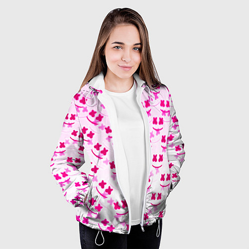 Женская куртка Marshmello pink colors / 3D-Белый – фото 3