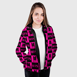 Куртка с капюшоном женская BTS pattern pink logo, цвет: 3D-черный — фото 2
