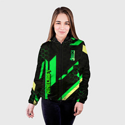 Куртка с капюшоном женская Minecraft creeper game pattern, цвет: 3D-черный — фото 2