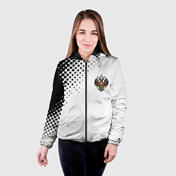 Куртка с капюшоном женская Герб РФ спорт абстракция, цвет: 3D-черный — фото 2