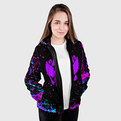 Куртка с капюшоном женская Герб в стиле киберпанк краски, цвет: 3D-черный — фото 2