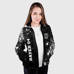 Куртка с капюшоном женская Bayer 04 sport на темном фоне вертикально, цвет: 3D-черный — фото 2