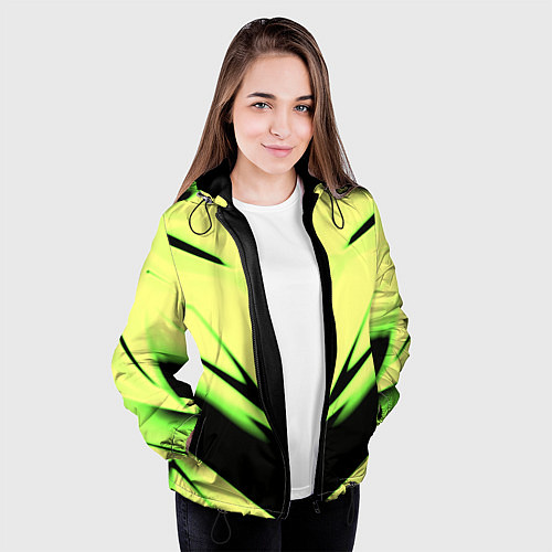 Женская куртка Geometry stripes кислотный стиль / 3D-Черный – фото 3