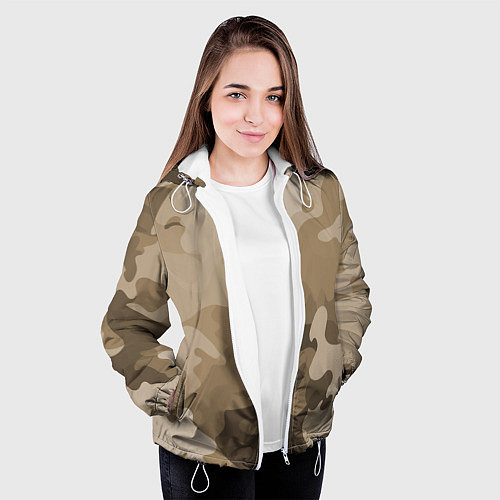 Женская куртка Камуфляж сепия / 3D-Белый – фото 3
