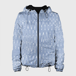 Куртка с капюшоном женская Кривые линии серо-голубой, цвет: 3D-черный