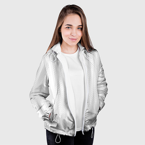 Женская куртка Светлый серый абстрактные полосы / 3D-Белый – фото 3