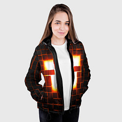 Куртка с капюшоном женская Скин крипера майнкрафт, цвет: 3D-черный — фото 2