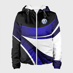 Куртка с капюшоном женская Фольцваген - синяя волна, цвет: 3D-белый