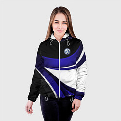 Куртка с капюшоном женская Фольцваген - синяя волна, цвет: 3D-белый — фото 2