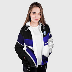 Куртка с капюшоном женская Фольцваген - синяя волна, цвет: 3D-белый — фото 2