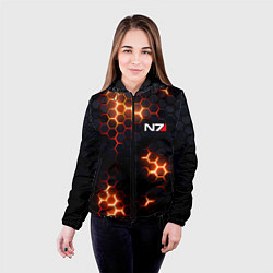 Куртка с капюшоном женская N7 mass effect logo, цвет: 3D-черный — фото 2