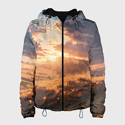 Куртка с капюшоном женская Вечерний закат - аниме, цвет: 3D-черный