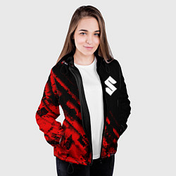 Куртка с капюшоном женская Suzuki sport grunge, цвет: 3D-черный — фото 2