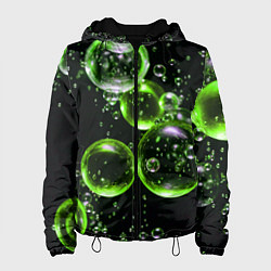 Куртка с капюшоном женская Зеленые пузыри на черном, цвет: 3D-черный