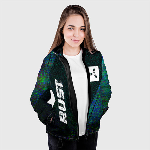 Женская куртка Rust glitch blue / 3D-Черный – фото 3
