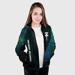 Куртка с капюшоном женская Tokio Hotel glitch blue, цвет: 3D-черный — фото 2