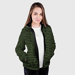 Куртка с капюшоном женская Лесной зелёный полосатый, цвет: 3D-черный — фото 2