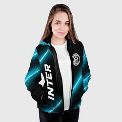 Куртка с капюшоном женская Inter неоновые лампы, цвет: 3D-черный — фото 2